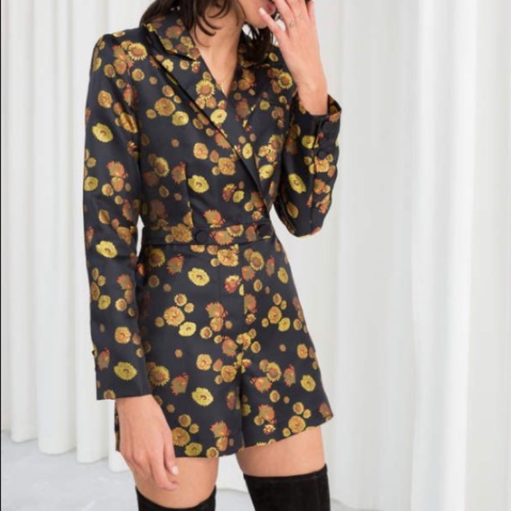 & Other Stories Floral Jacquard Romper